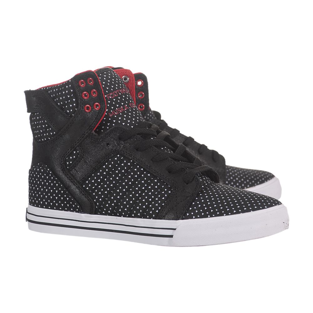 Baskets Montantes Supra SkyTop Noir Blanche Black/White-White Homme | IYR-76478527